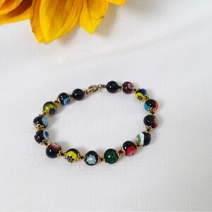 Murano Venetian Millefiori Glass Bead Bracelet